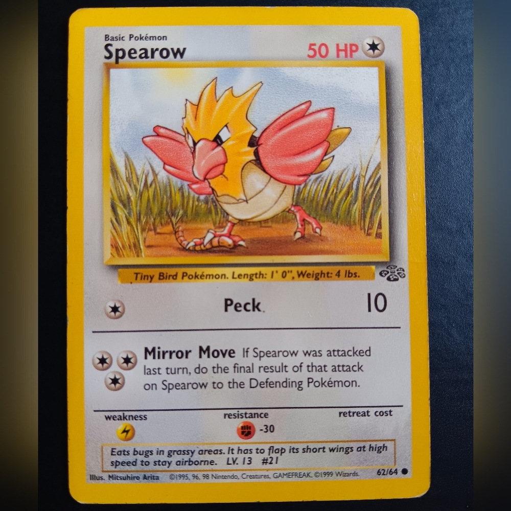 Spearow Pokemon Card - Jungle Set - NO. 62/64 Common Non-Holo